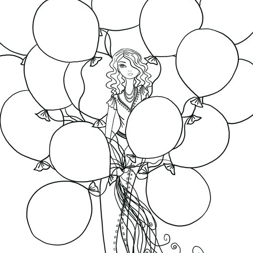 Bella Balloon Girl Coloring Page