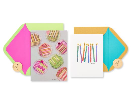 Cake and Candles Birthday Greeting Card Bundle 2-Count