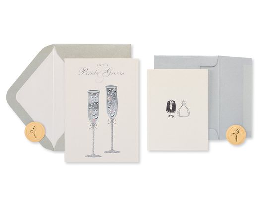 Outfits and Champagne Wedding Greeting Card Bundle 2-Count