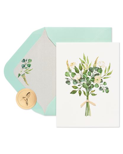 White Flowers Wedding Greeting Card