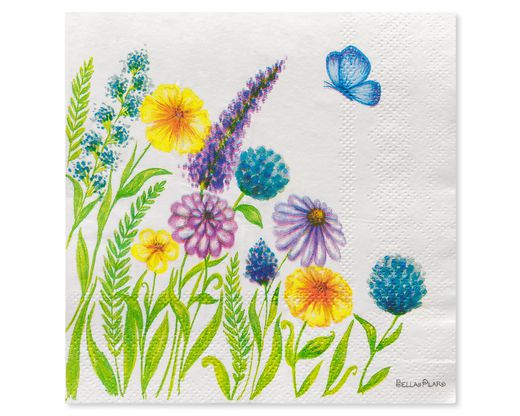 Wildflowers & Butterflies Beverage Napkins - Designed by Bella Pilar 20-Count