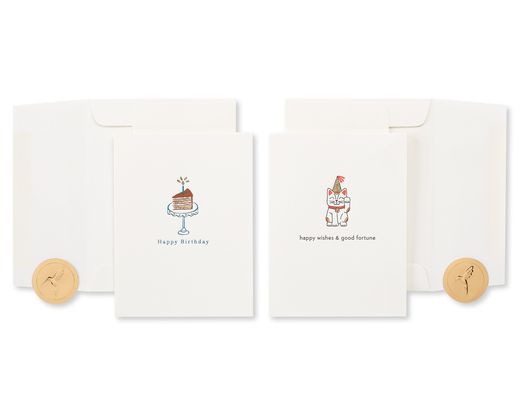 Cat and Cake Birthday Greeting Card Bundle 2-Count