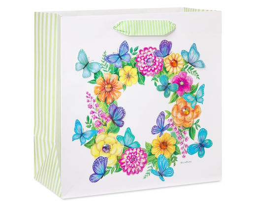 Butterflies and Floral Wreath Large Gift Bag - Designed by Bella Pilar 1 Bag