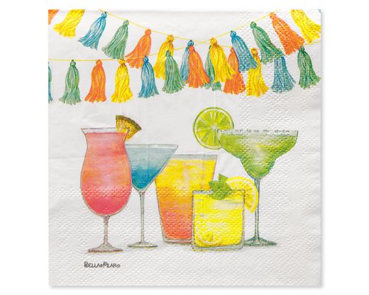 Cocktails & Tassels Beverage Napkins- Designed by Bella Pilar 20-Count