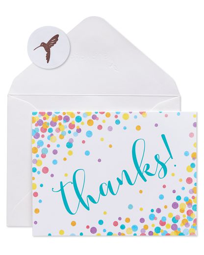 Confetti Thank You Boxed Blank Note Cards with Envelopes 16-Count