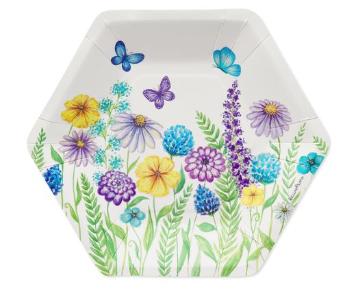 Wildflowers & Butterflies Paper Dessert Plates - Designed by Bella Pilar 8-Count