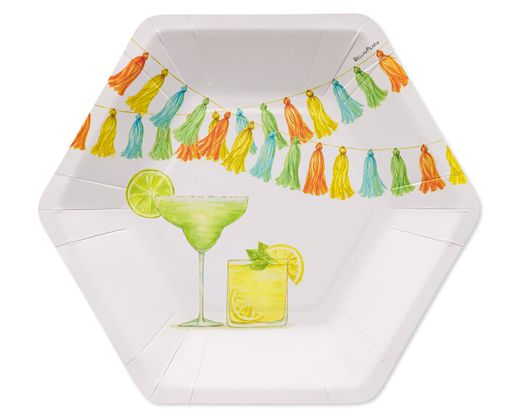 Cocktails & Tassels Paper Dessert Plates - Designed by Bella Pilar 8-Count