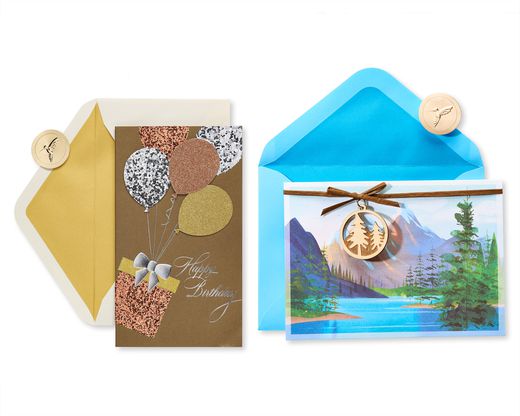 Balloons and Mountain Happy Birthday Cards 2-Count
