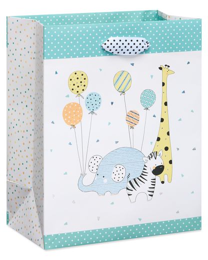 Zoo Animals with Balloons Medium Baby Gift Bag 1 Bag