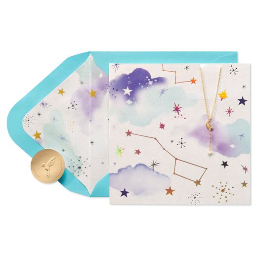 Universe Is Celebrating Birthday Greeting Card with Necklace