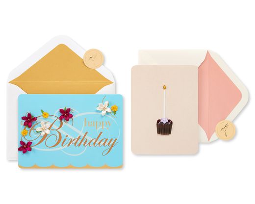 Flowers and Dessert Birthday Greeting Card Bundle for Her 2-Count