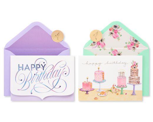 Cakes Birthday Greeting Card Bundle for Her 2-Count