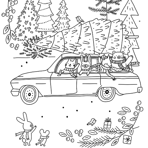 Christmas Dogs coloring page