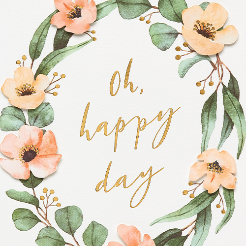 floral wreath oh happy day wallpaper