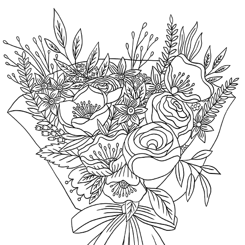 bouquet valentine's day coloring page